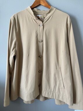 J Jill Button Front Jacket  Sandbar Cotton Blend Long Sleeve XL